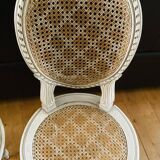 Paire de chaises Louis XVI époque fin XIXe cannages façon damiers