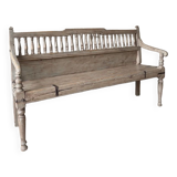 Patinated exotic wood bench for indoor or outdoor use