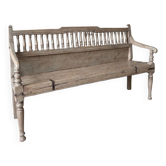 Banc en bois exotique patiné usage intérieur ou extérieur