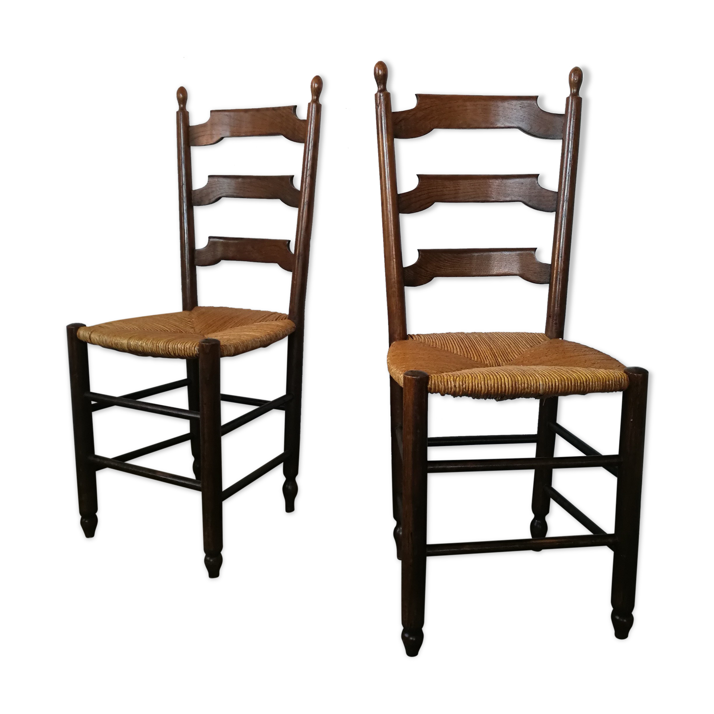 Paire de chaises paillées
