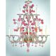 Luxury Pink and Transparent Venetian Murano Glass Chandelier