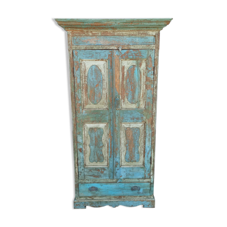 Armoire deux portes et un tiroir verte/bleue