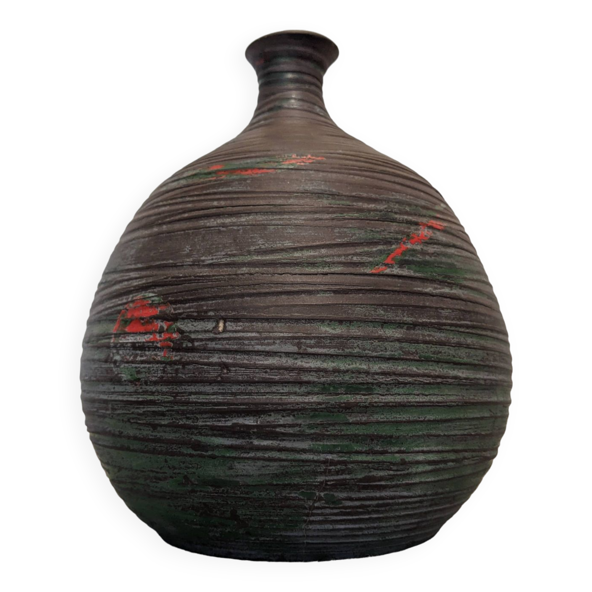Vase boule Accolay en grès émaillé des années 50/60
