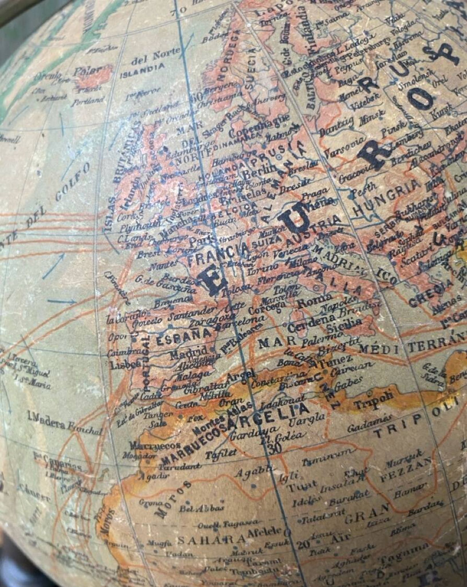 Ancien Globe Terrestre J. Lebègue & Cie, Paris — Environ 1885 / 1890 (Édition