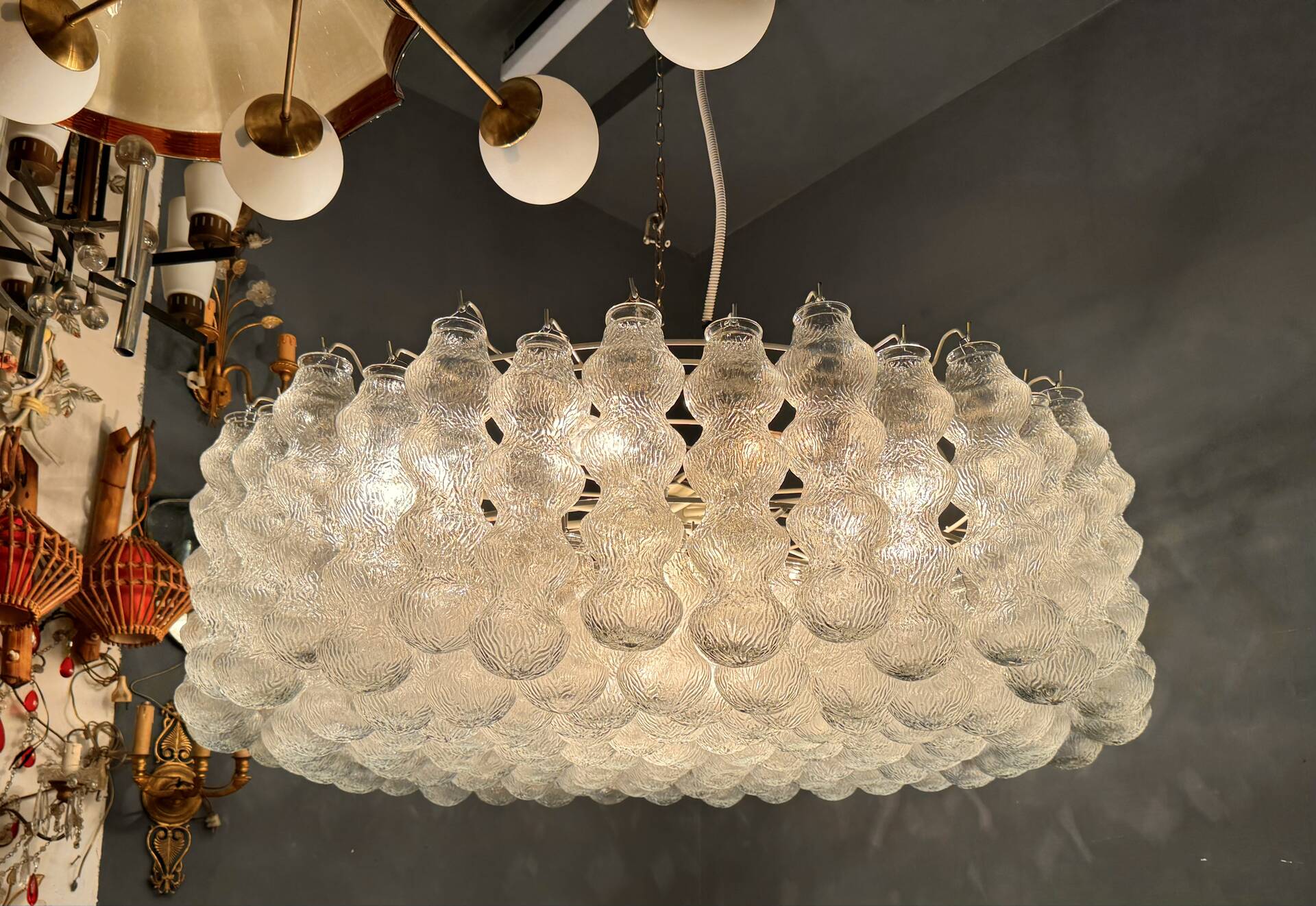 Extra Large Murano Glass Bubble Chandelier / Flushmount, Italy, 1980s