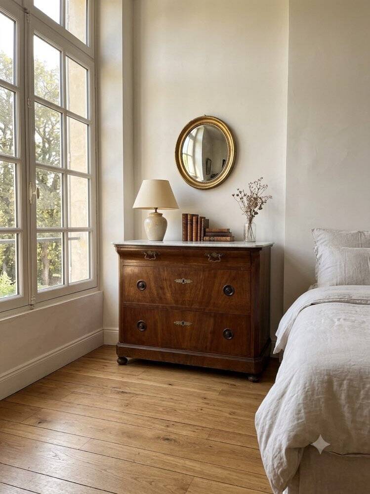 Commode with a white marble top