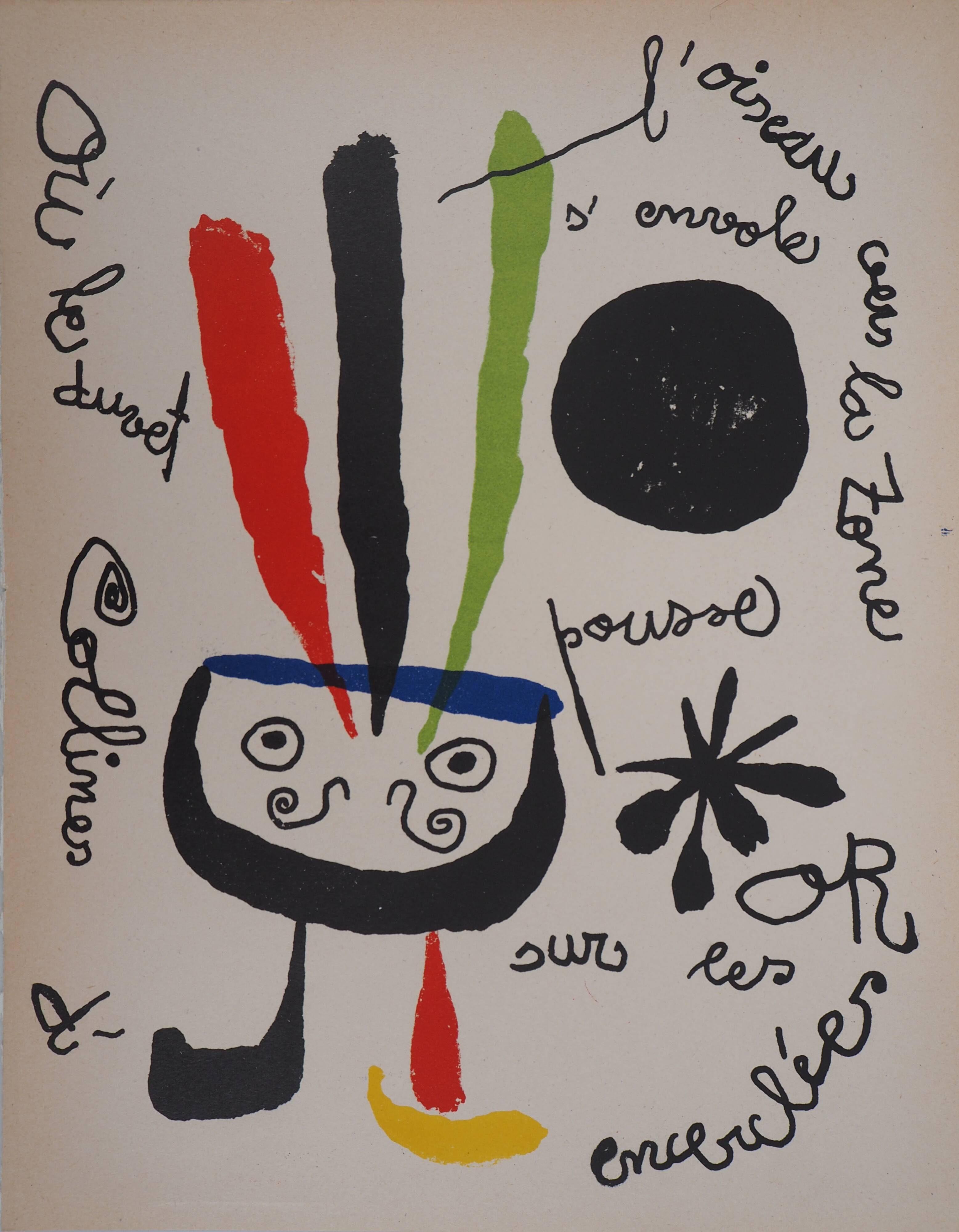 Joan miro : l’oiseau surréaliste - lithographie originale