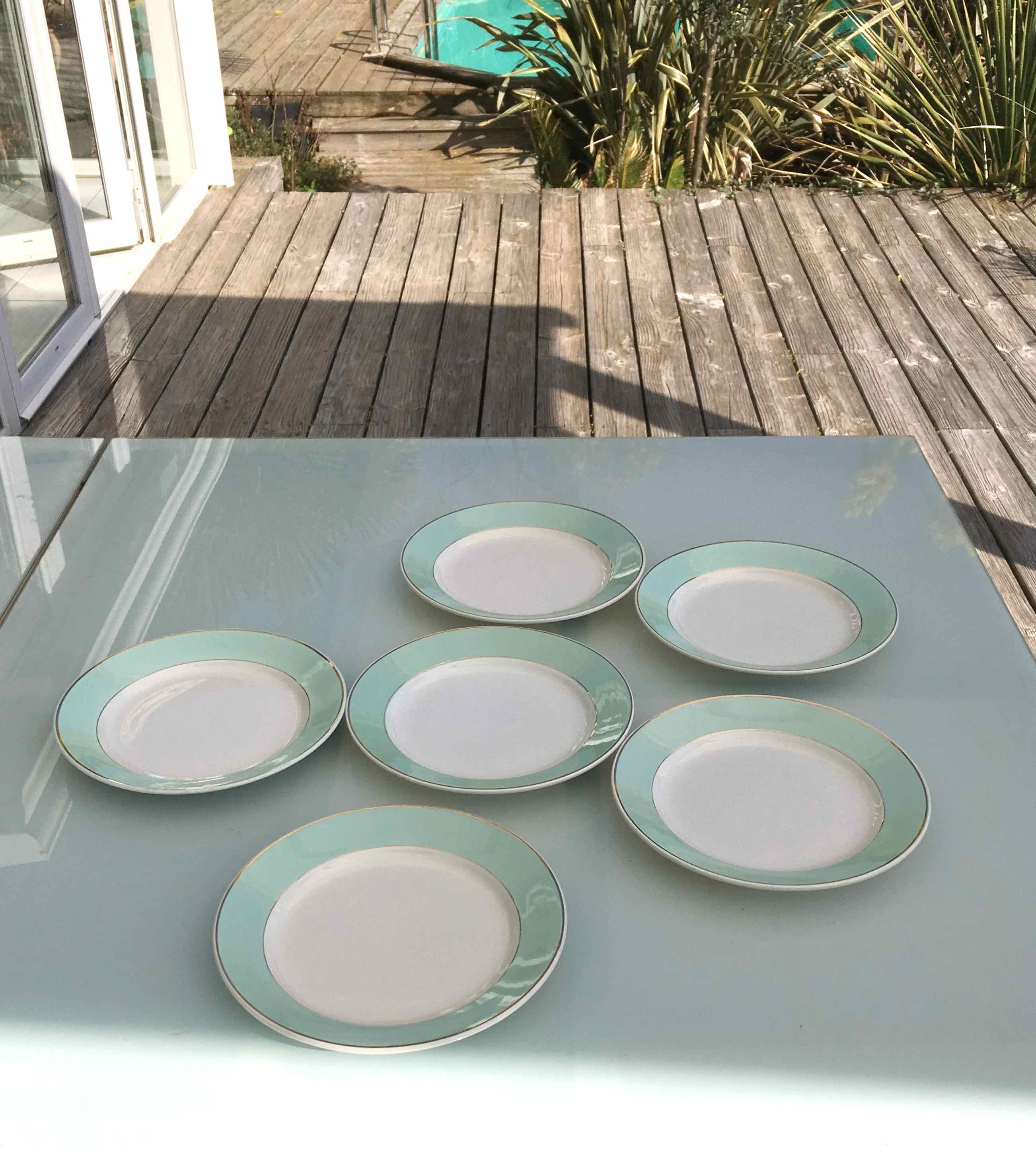 Set 6 flat plates fine earthenware Lunéville Meudon