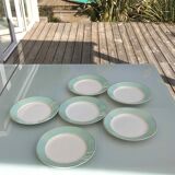 Set 6 flat plates fine earthenware Lunéville Meudon