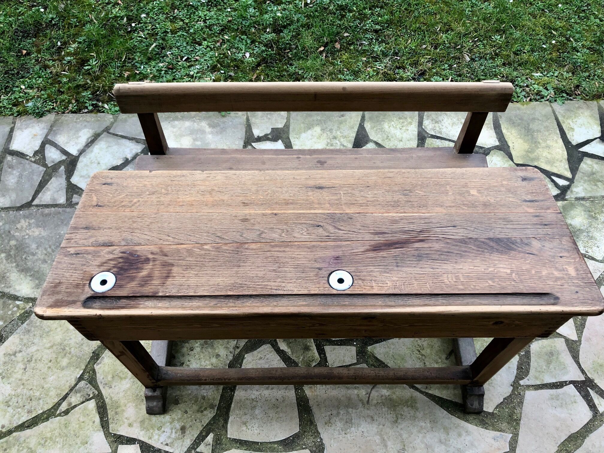 Vintage wooden school desk for children