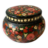 Old large lacquered box vintage flowers