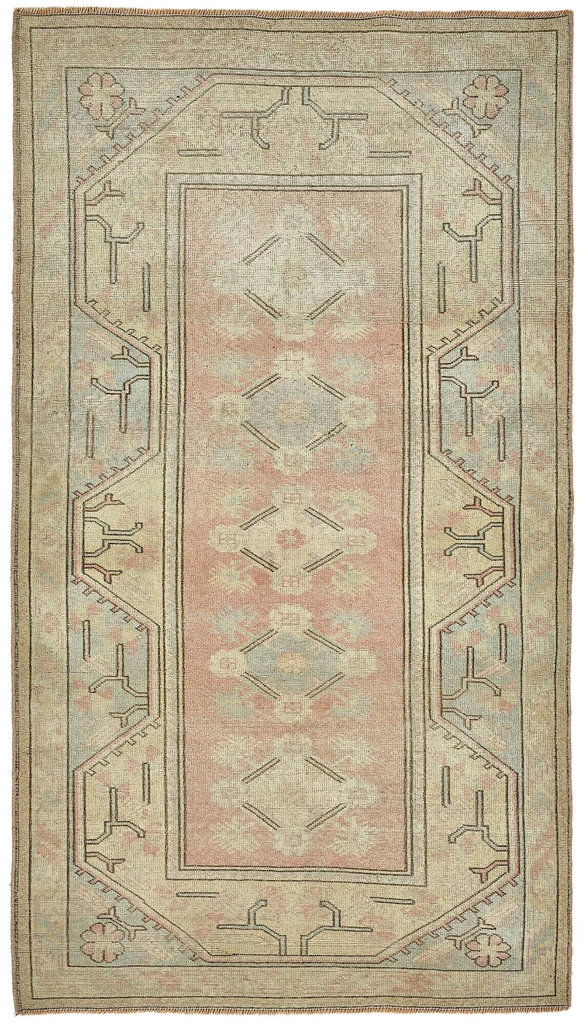Turkish Vintage Anatolian Rug 124 cm x 214 cm