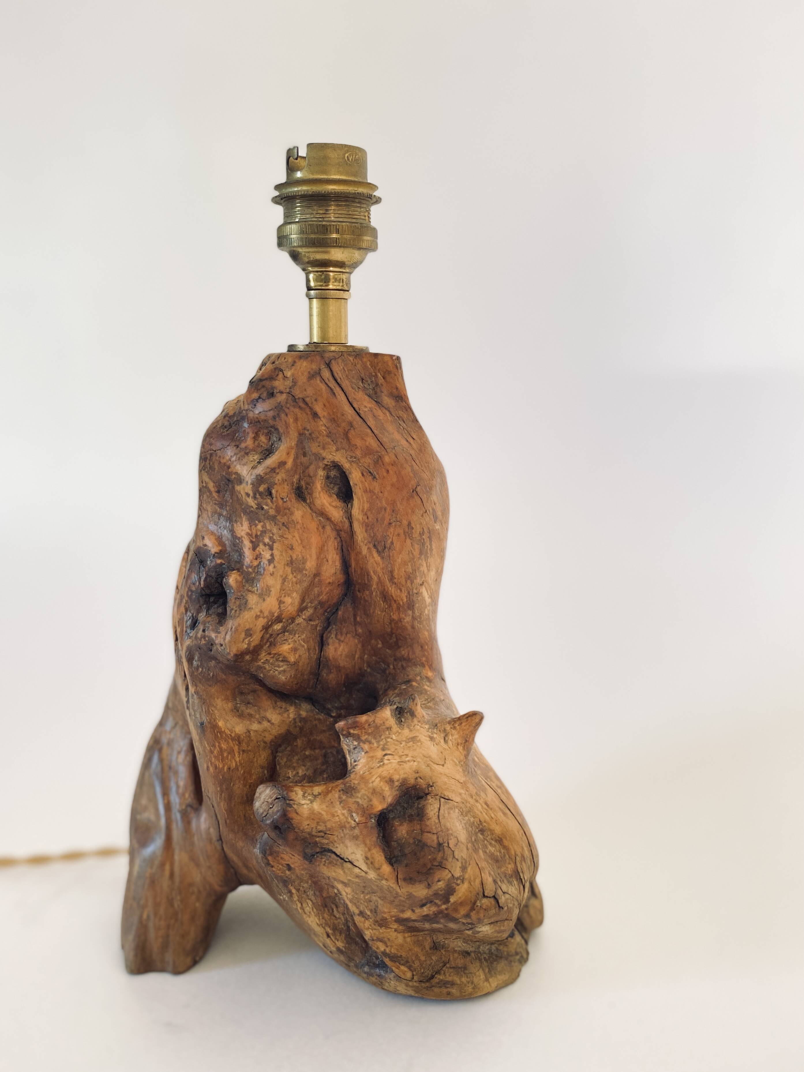 1950s wooden lamp, recent 2M fabric cable, tracing lampshade