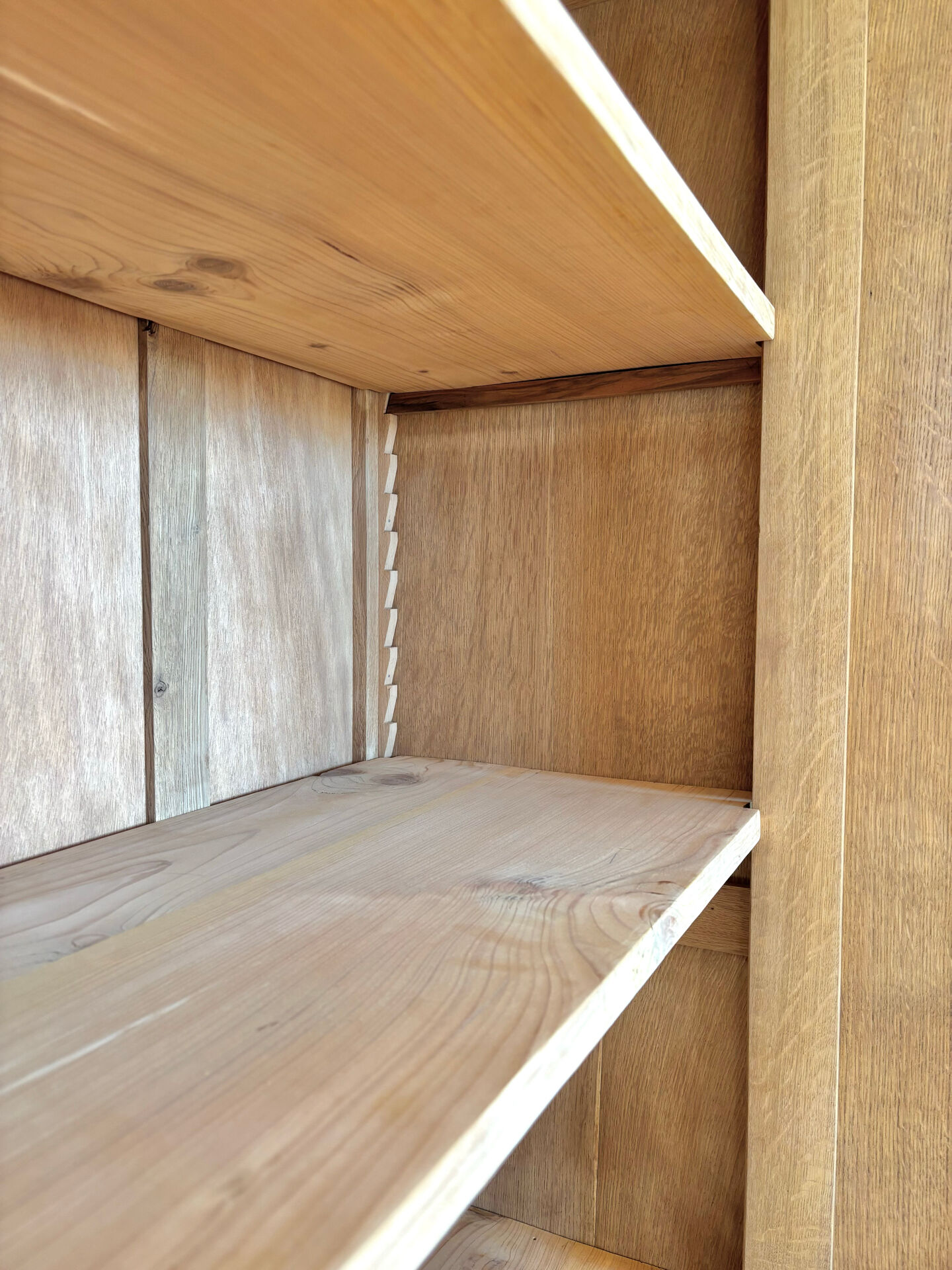 Art Deco oak wood bonnetière wardrobe, renovated.