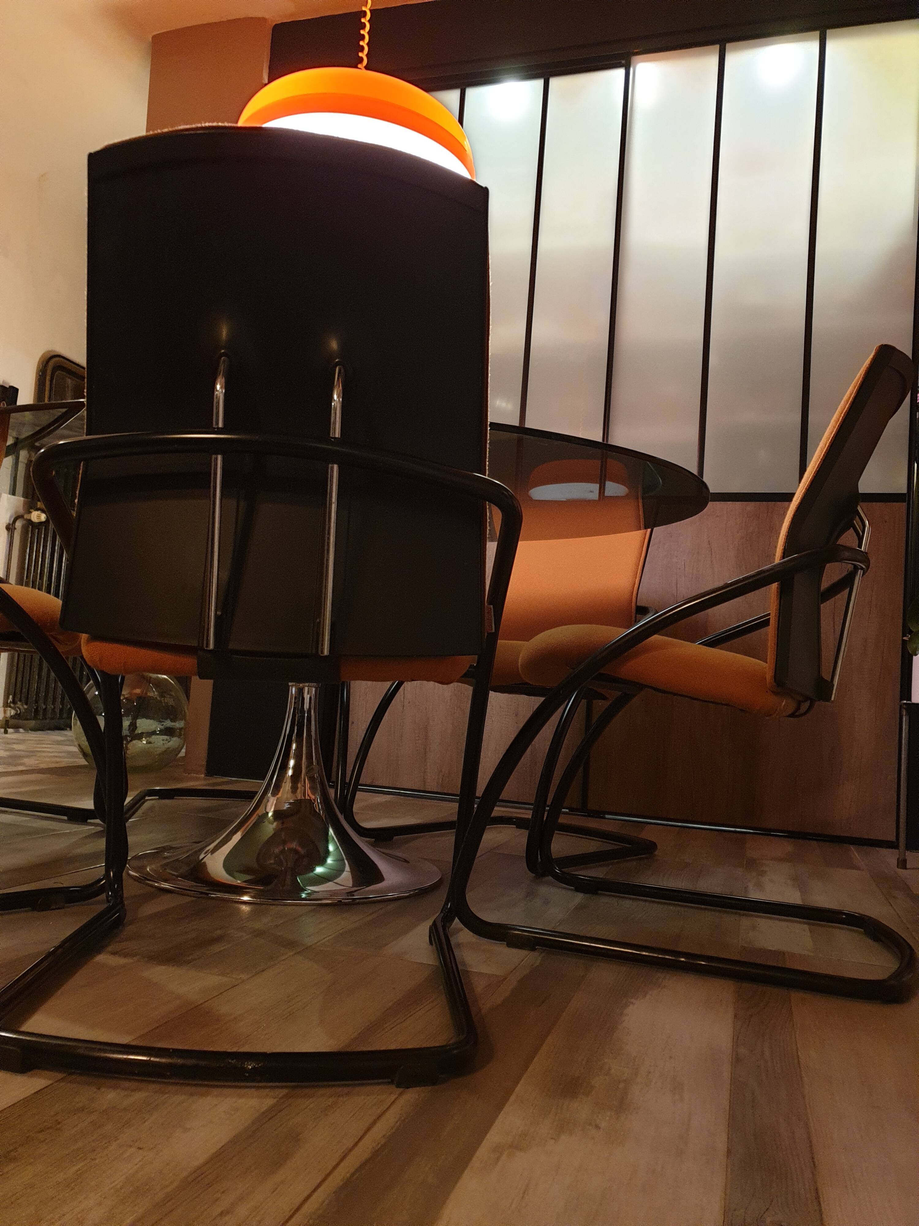 Comforto suite de 6 chaises conferences vintage 80