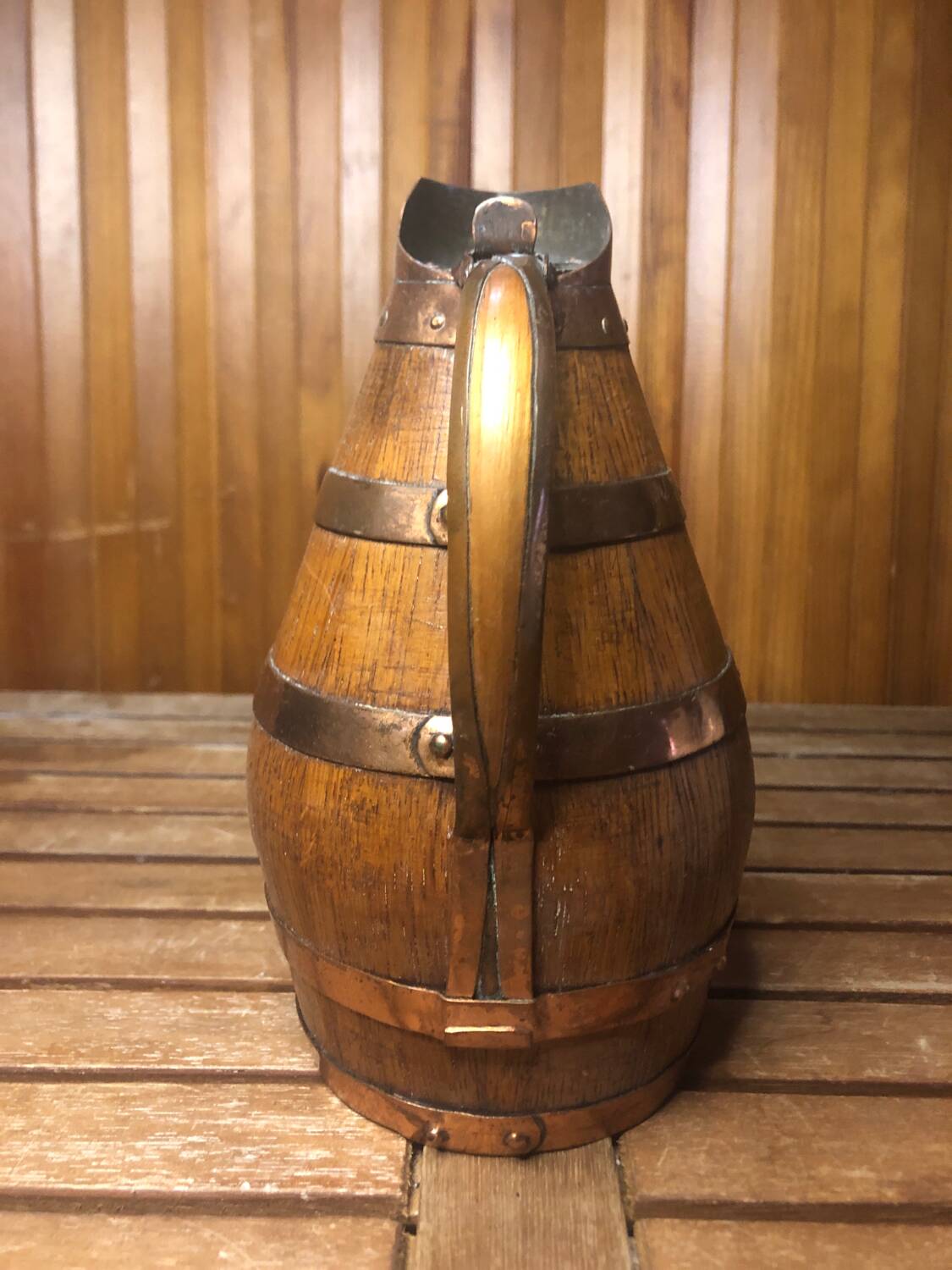 Ancien Pichet BLANCHET Bois + Cerclage Cuivre Vintage