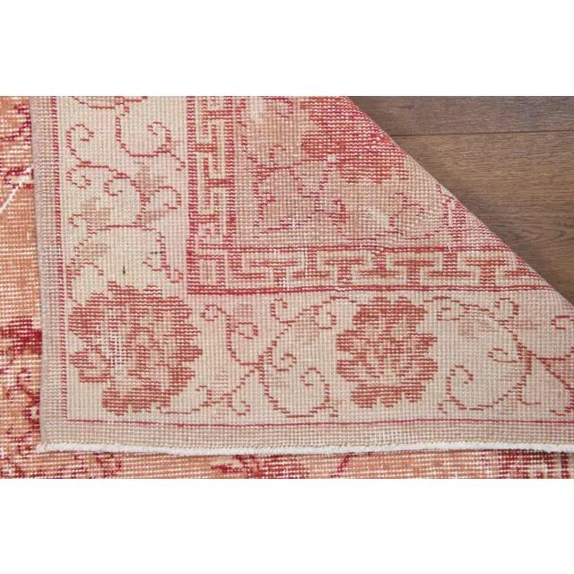 Vintage Turkish Oushak Handmade Wool Cotton Pink Area Rug 115x211