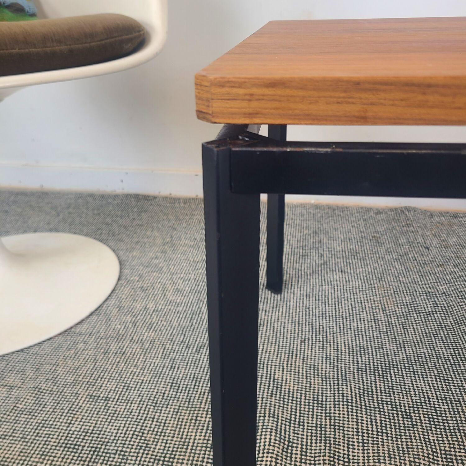 Vintage coffee table, minimalist modernist design, teak, 1960s.