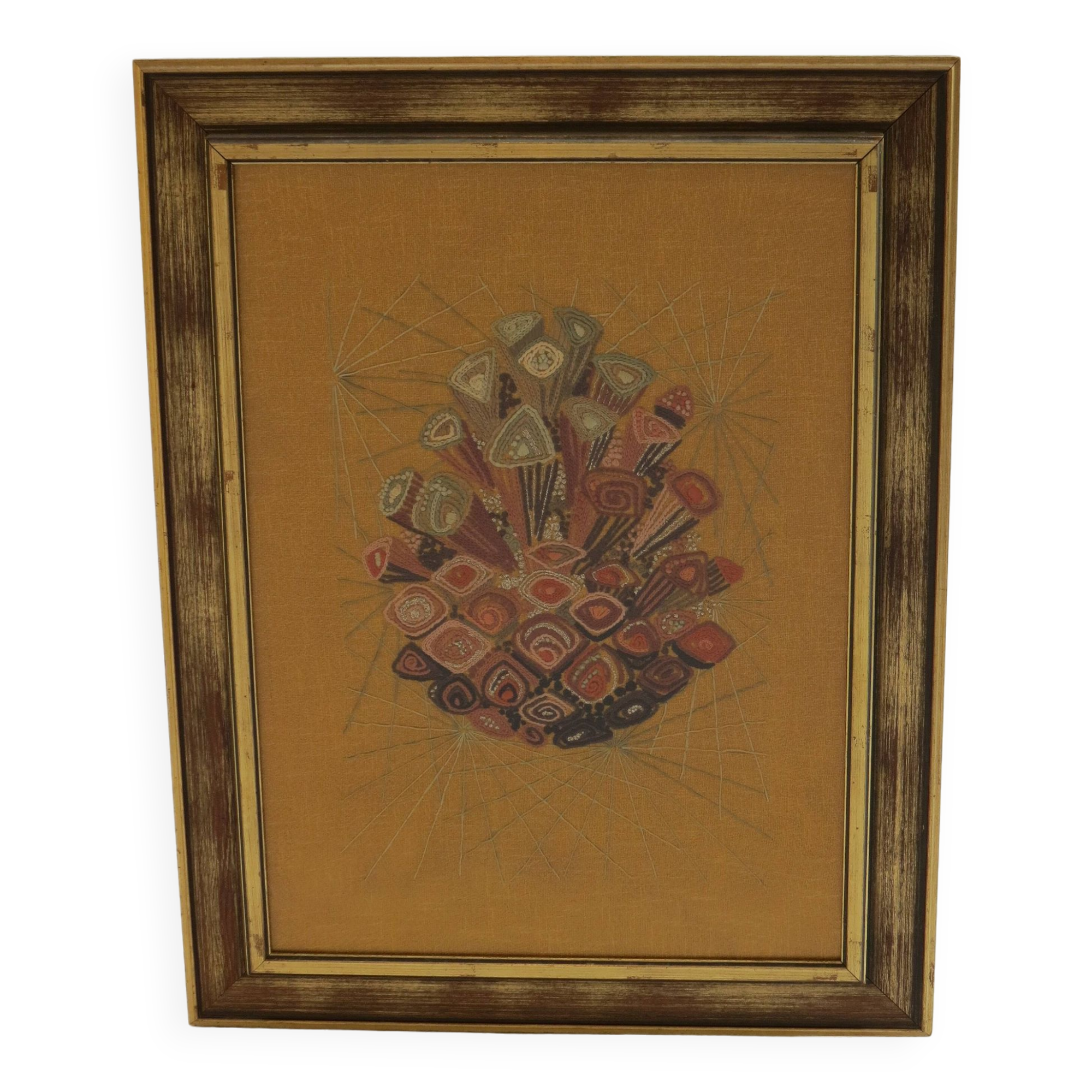 Scandinavian Swedish 1960s Wall Hanging Crewel Picture Wall Art