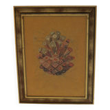 Scandinavian Swedish 1960s Wall Hanging Crewel Picture Wall Art
