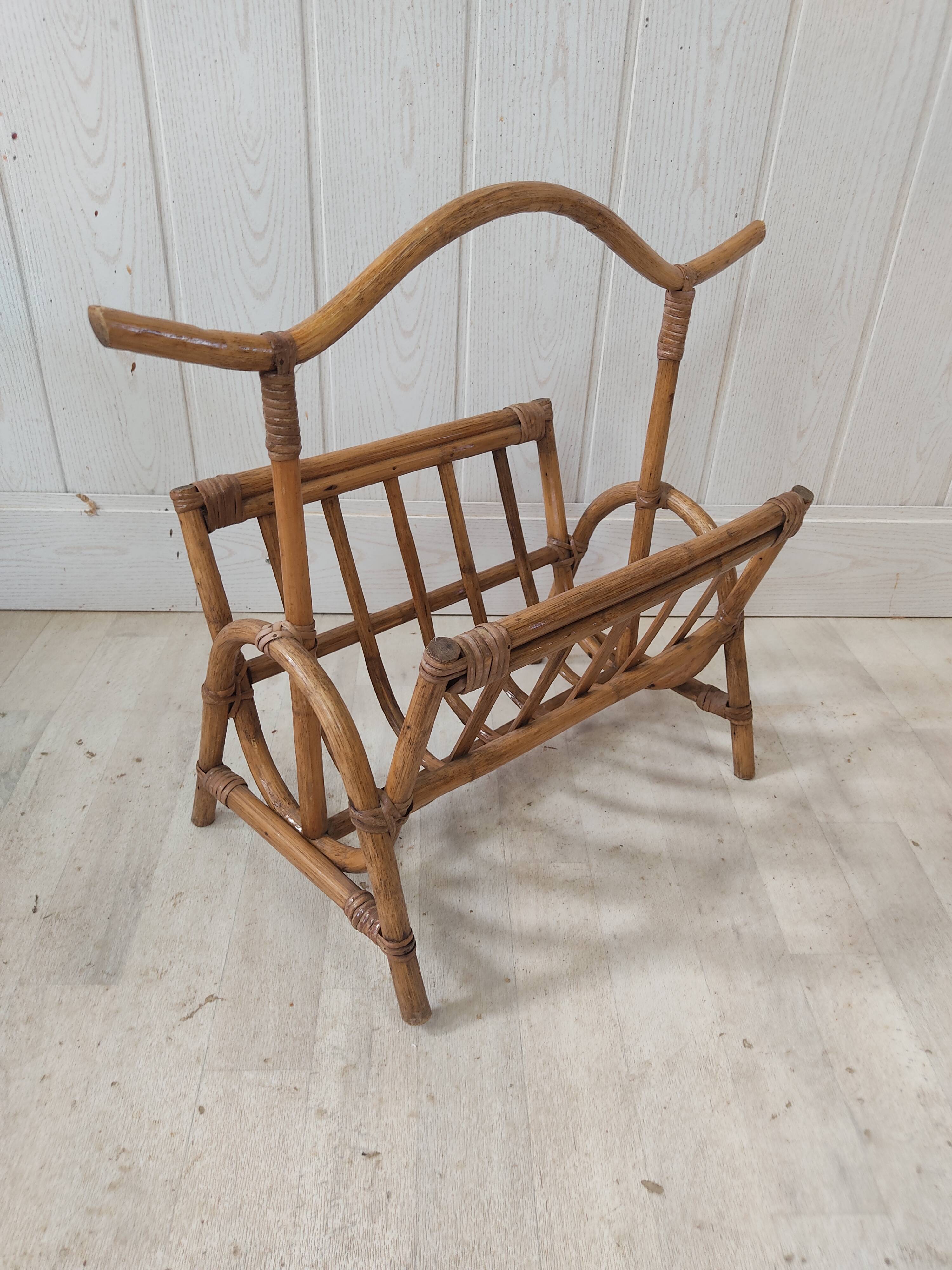 Rattan magazine holder