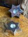 Pair of candlesticks, Star of David, silver-plated metal