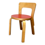 Vintage Red Children's Chair in Linoleum N65 by Alvar Aalto for Artek, Finland, 1970s