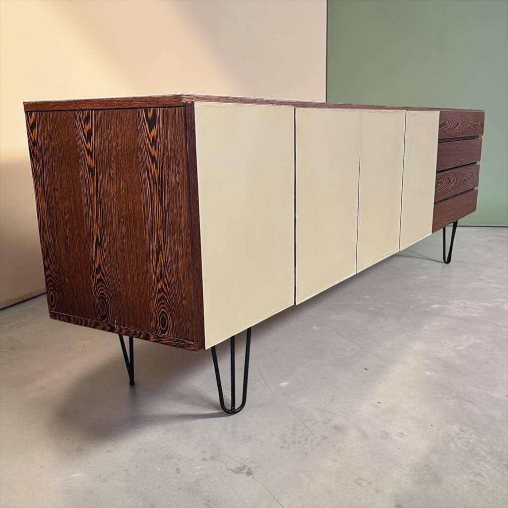 Vintage XL buffet/sofa bed on 'Enro Fabry' hairpin legs.