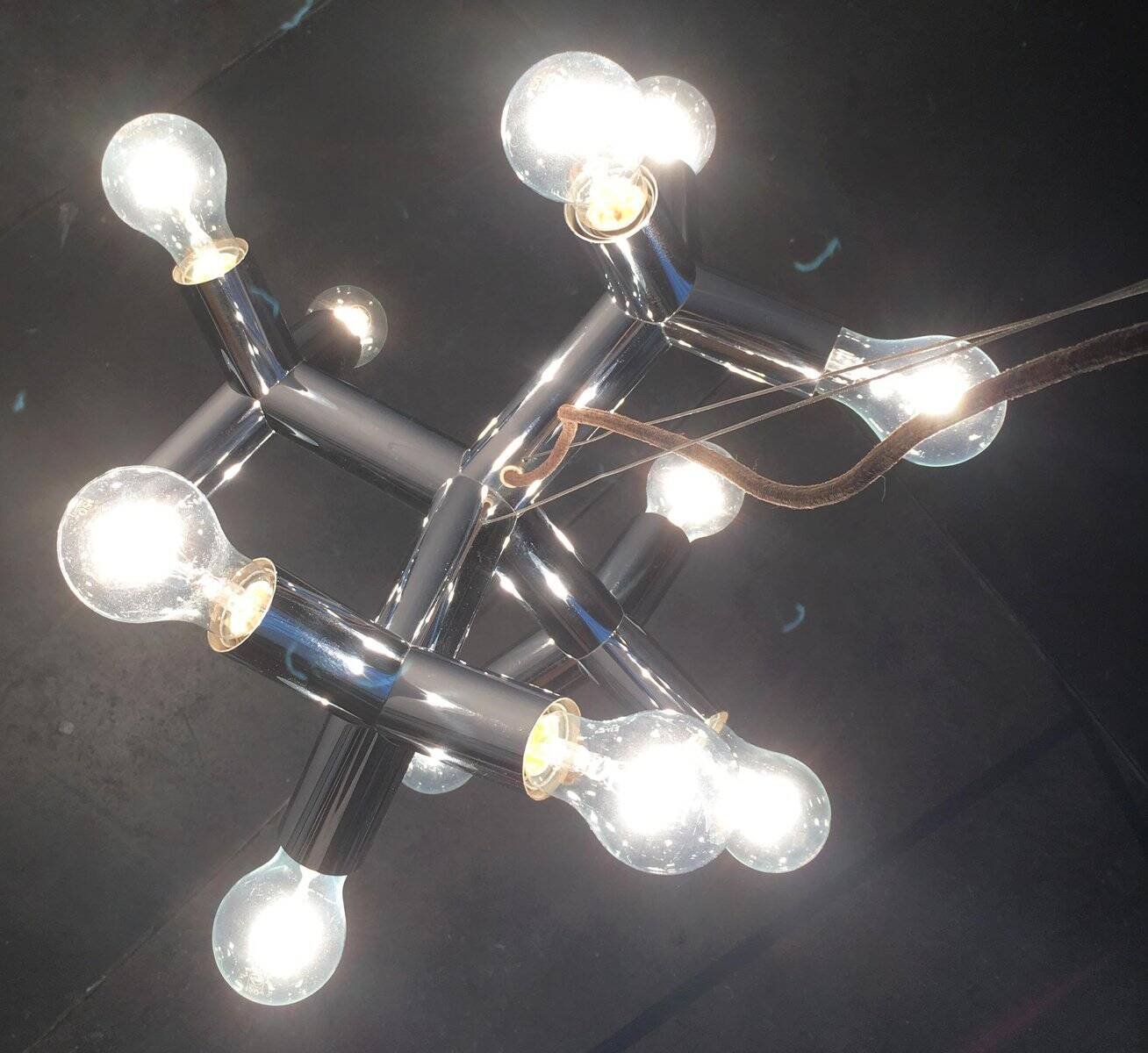 Atomic 12 HL suspension light in Espace style, mid-20th century, Austrian, by J.T. Kalmar, 1960s.