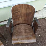 Pair of vintage antique wooden cinema chair s