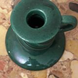 Saint-Clément green ceramic candlestick, 1950s