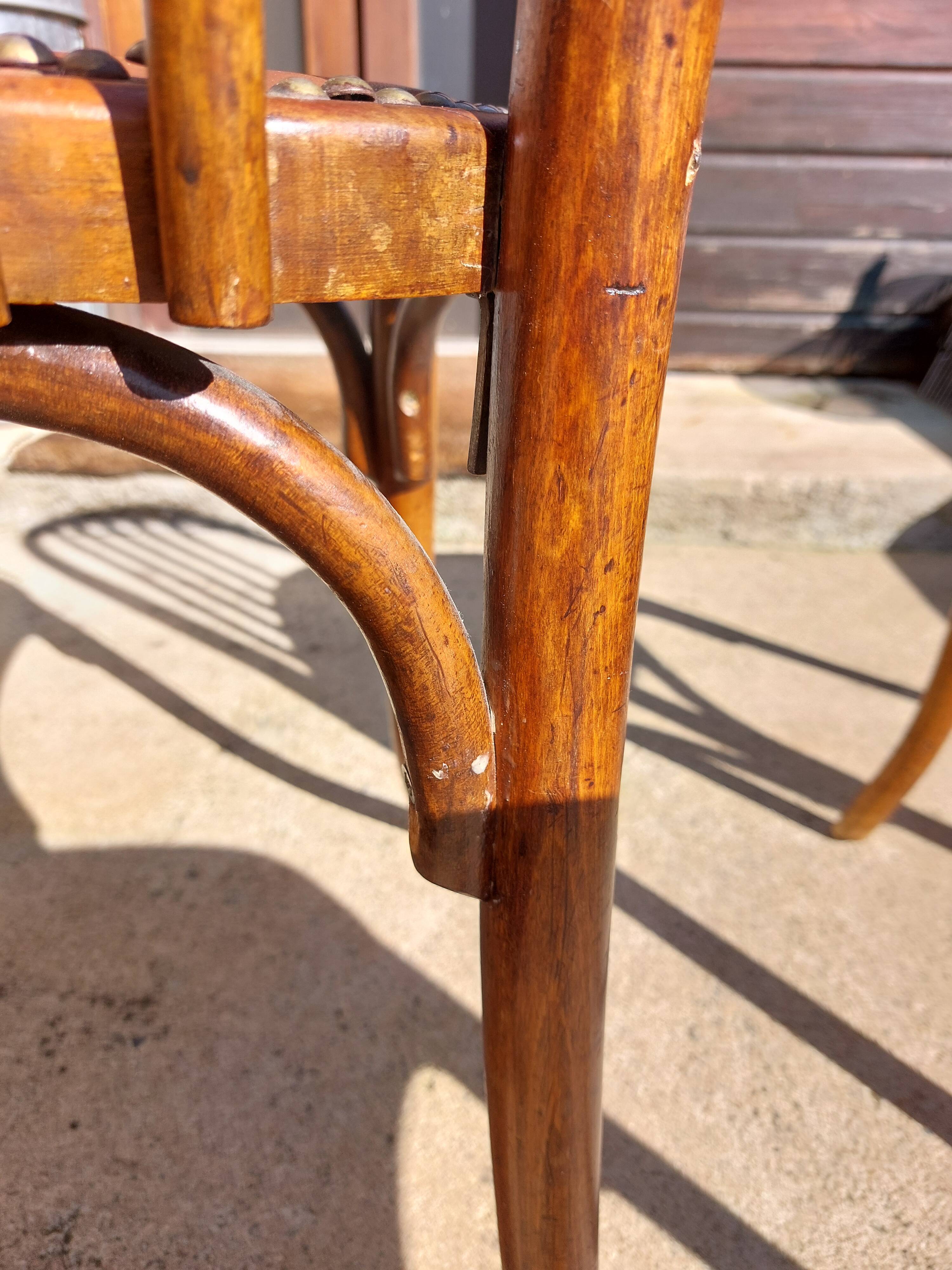 6 chaises Baumann en bois et simili cuir