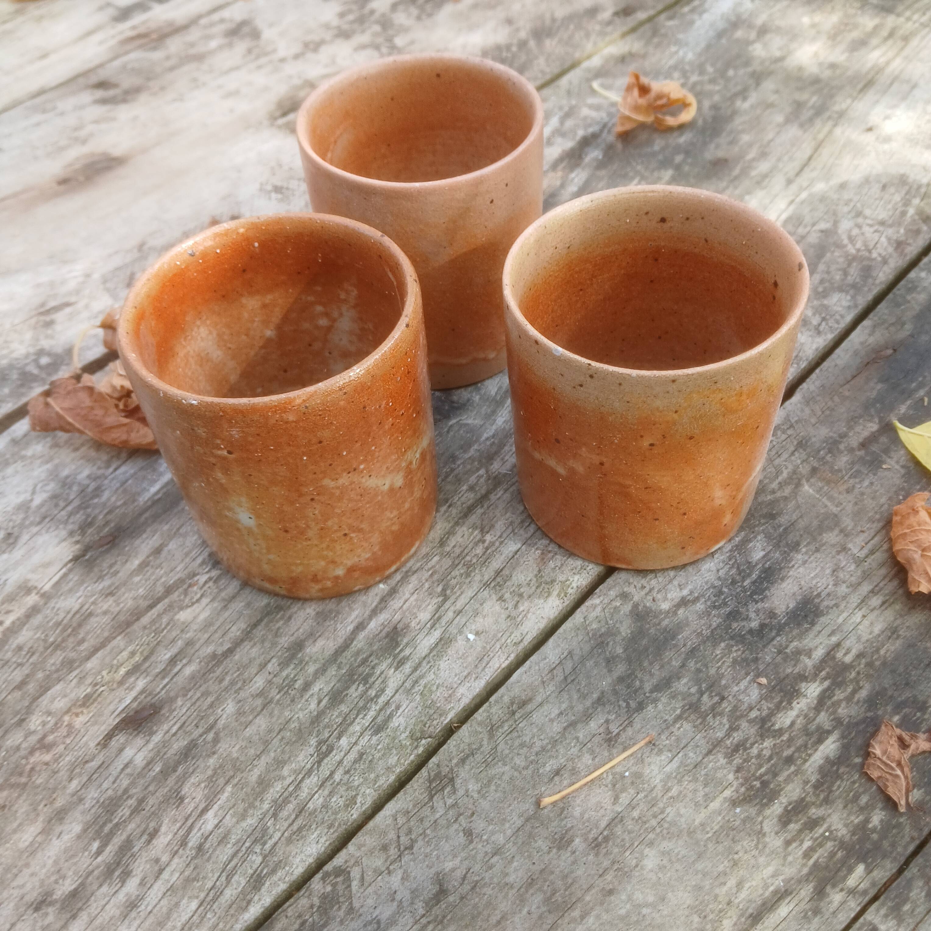 Vintage and rustic stoneware mug set