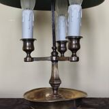 Three-light bouillotte lamp in gold metal, desk lamp.