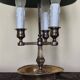Three-light bouillotte lamp in gold metal, desk lamp.