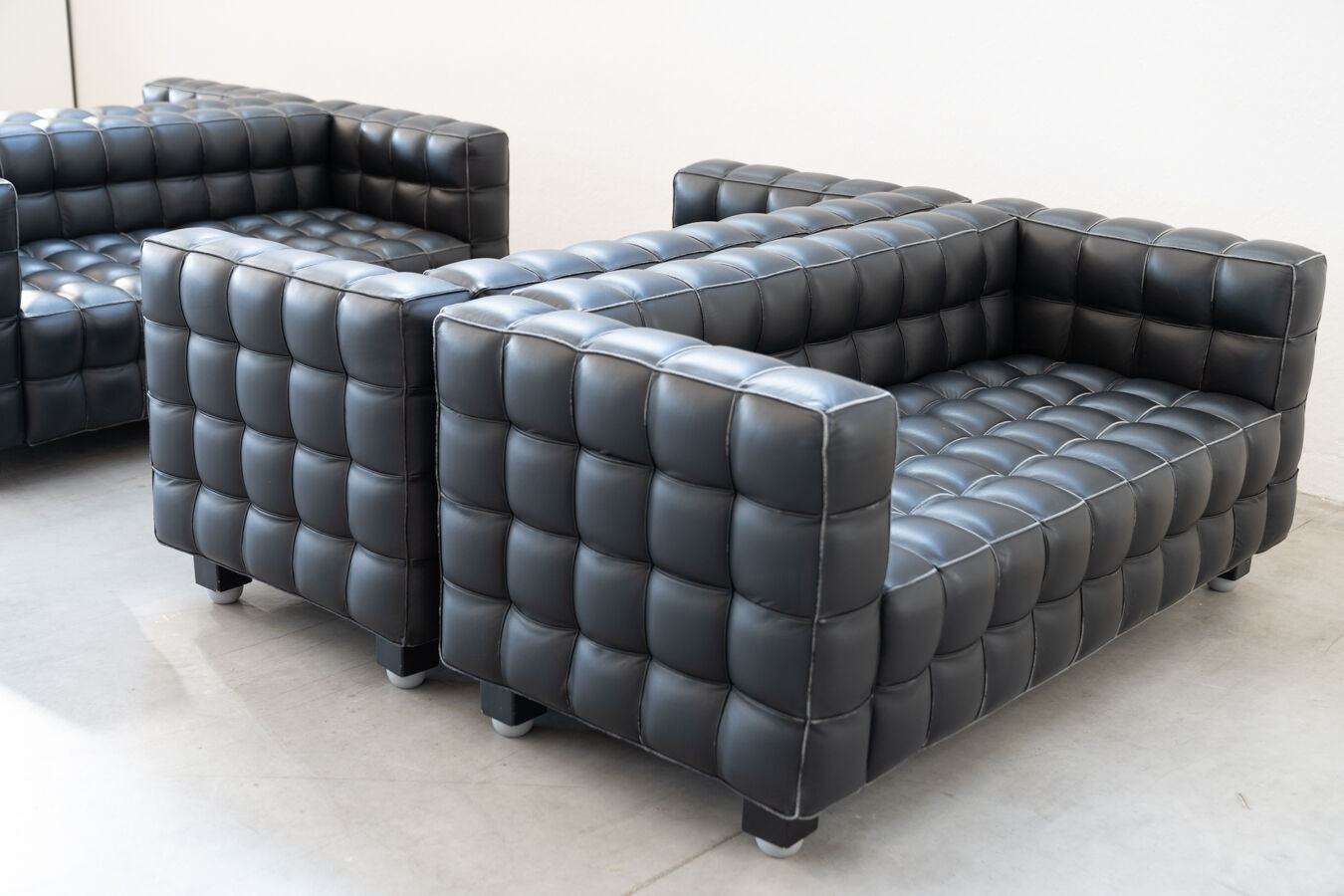 Kubus Sofas, Two Places by Josef Hoffmann for Wittmann, 1980s, Set of 4