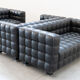 Kubus Sofas, Two Places by Josef Hoffmann for Wittmann, 1980s, Set of 4