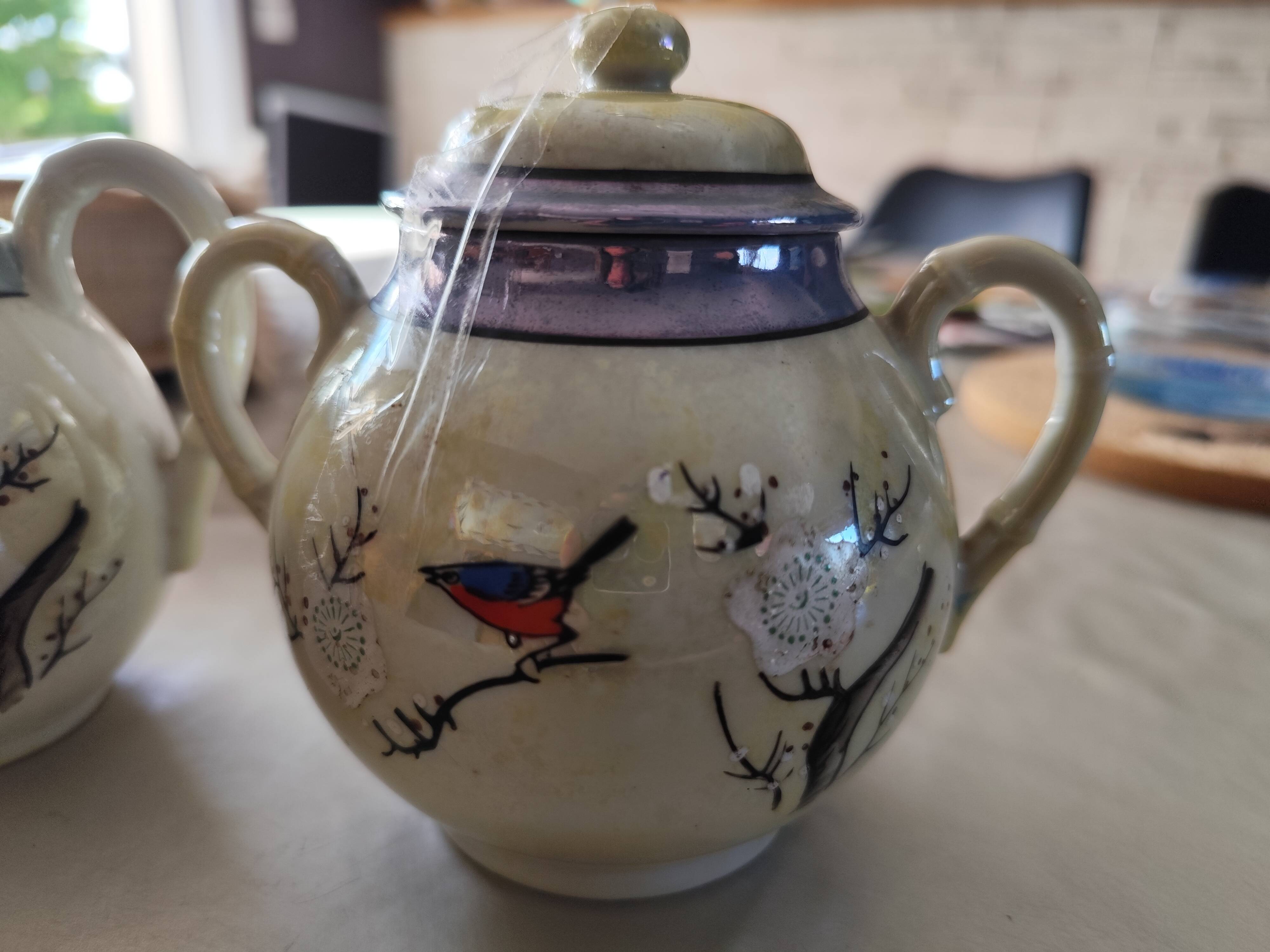Vintage fine porcelain café/tea service from Japan - Bird decoration