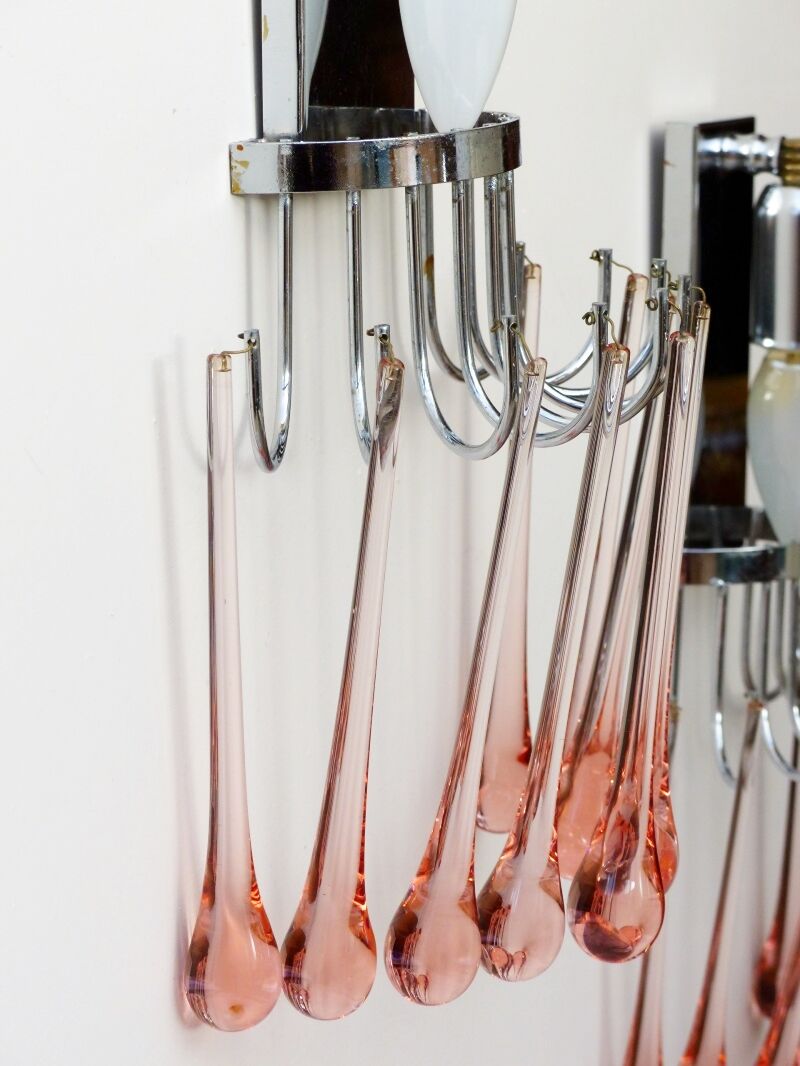 Sconces vintage roses in glass blowing and brainwashing of Murano