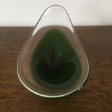 Mid Century Modern Swedish Flygsfors Green Freeform Art Glass Bowl - Paul Kedlev