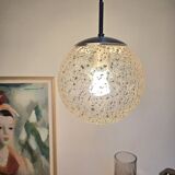 Amber glass ball pendant light
