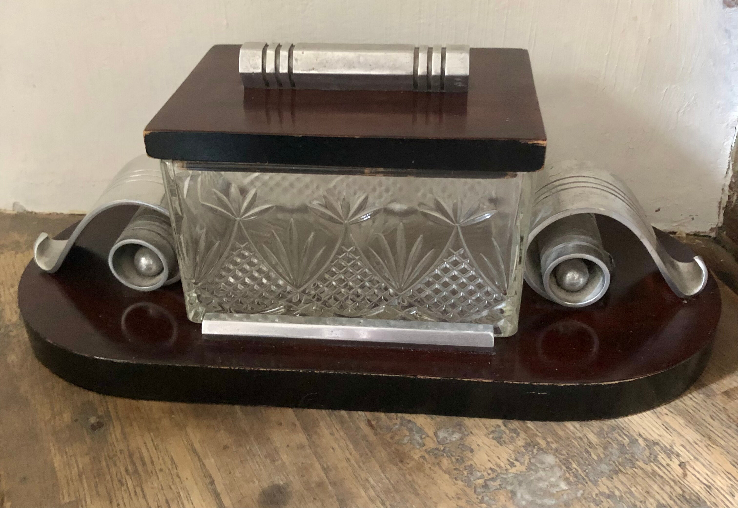 Glass box on wooden tray Louis Prodhon
