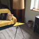 Vintage 70s formica yellow floor lamp