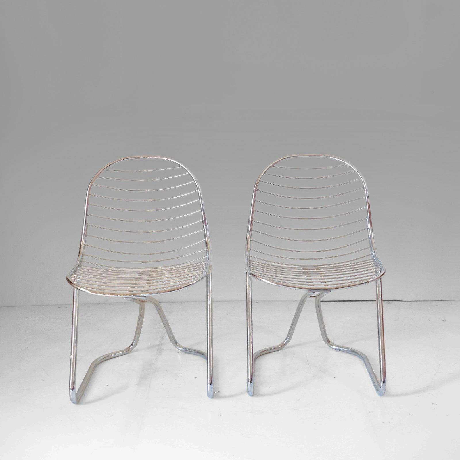 Pair of "Flynn" cantilever dining chairs by Gastone Rinaldi for RIMA, 1970s