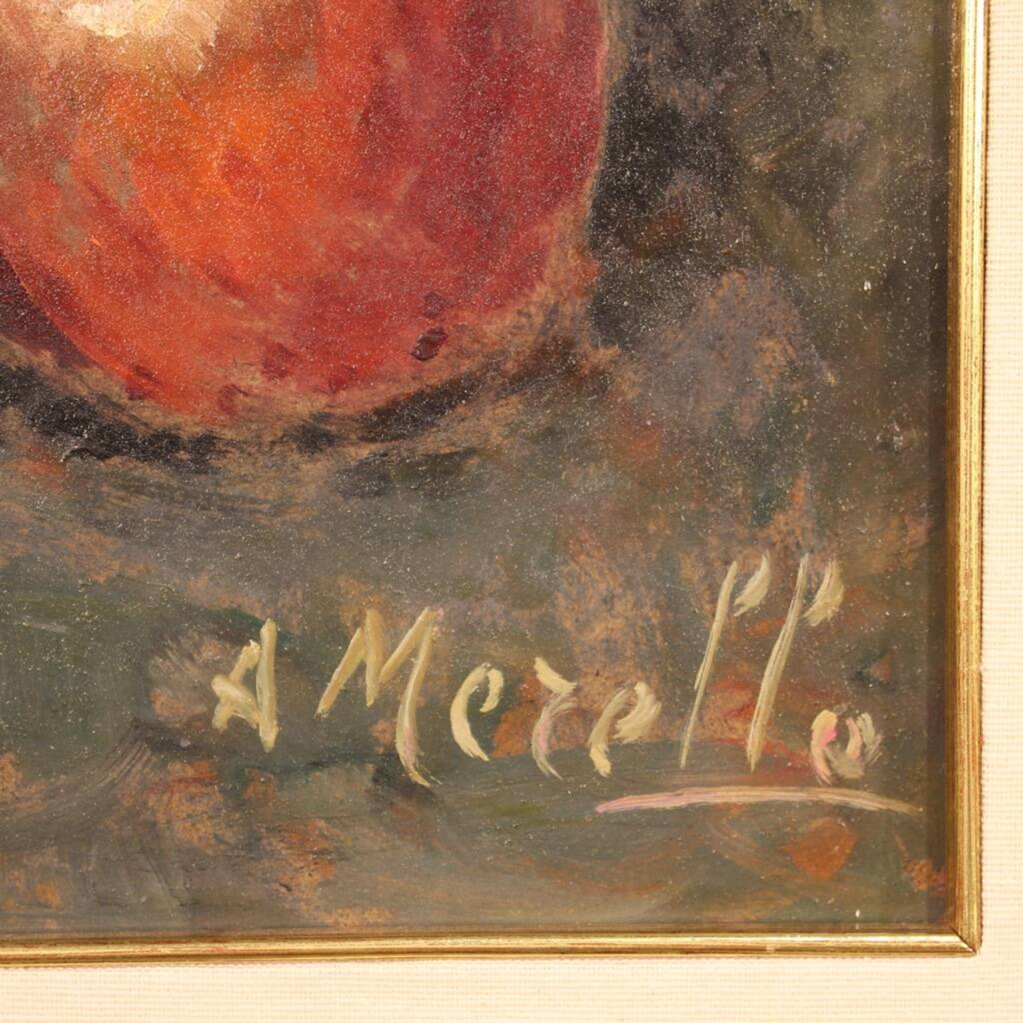 Tableau italien nature morte signé A. Merello du 20ème siècle