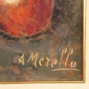 Tableau italien nature morte signé A. Merello du 20ème siècle