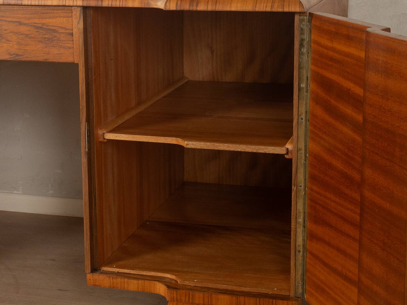 Double pedestal desk, Art Deco, 1930s, walnut veneer