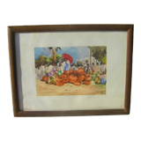 Orientalist watercolor "the pottery merchant"