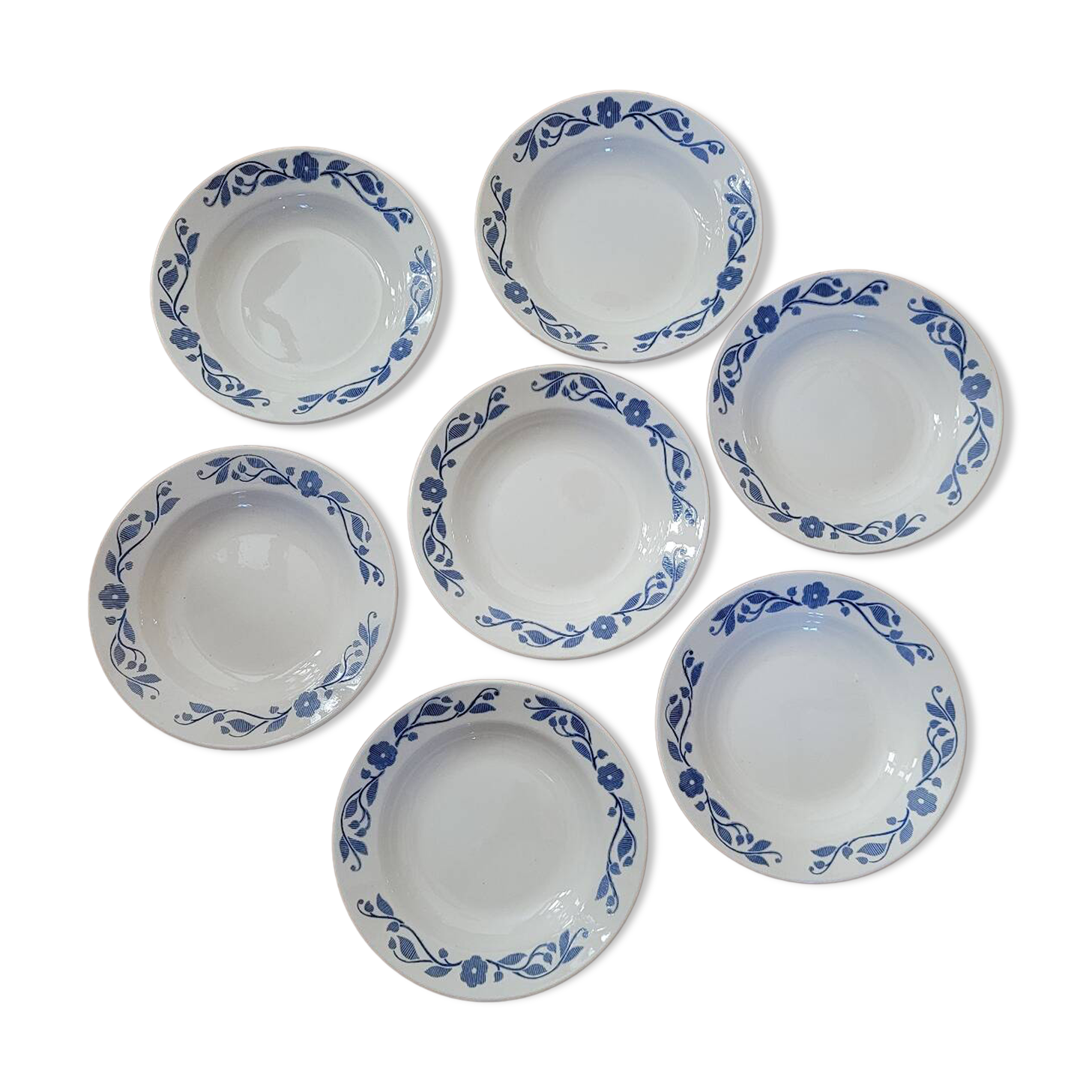 Set of 7 floral pattern soup plates ЗиК