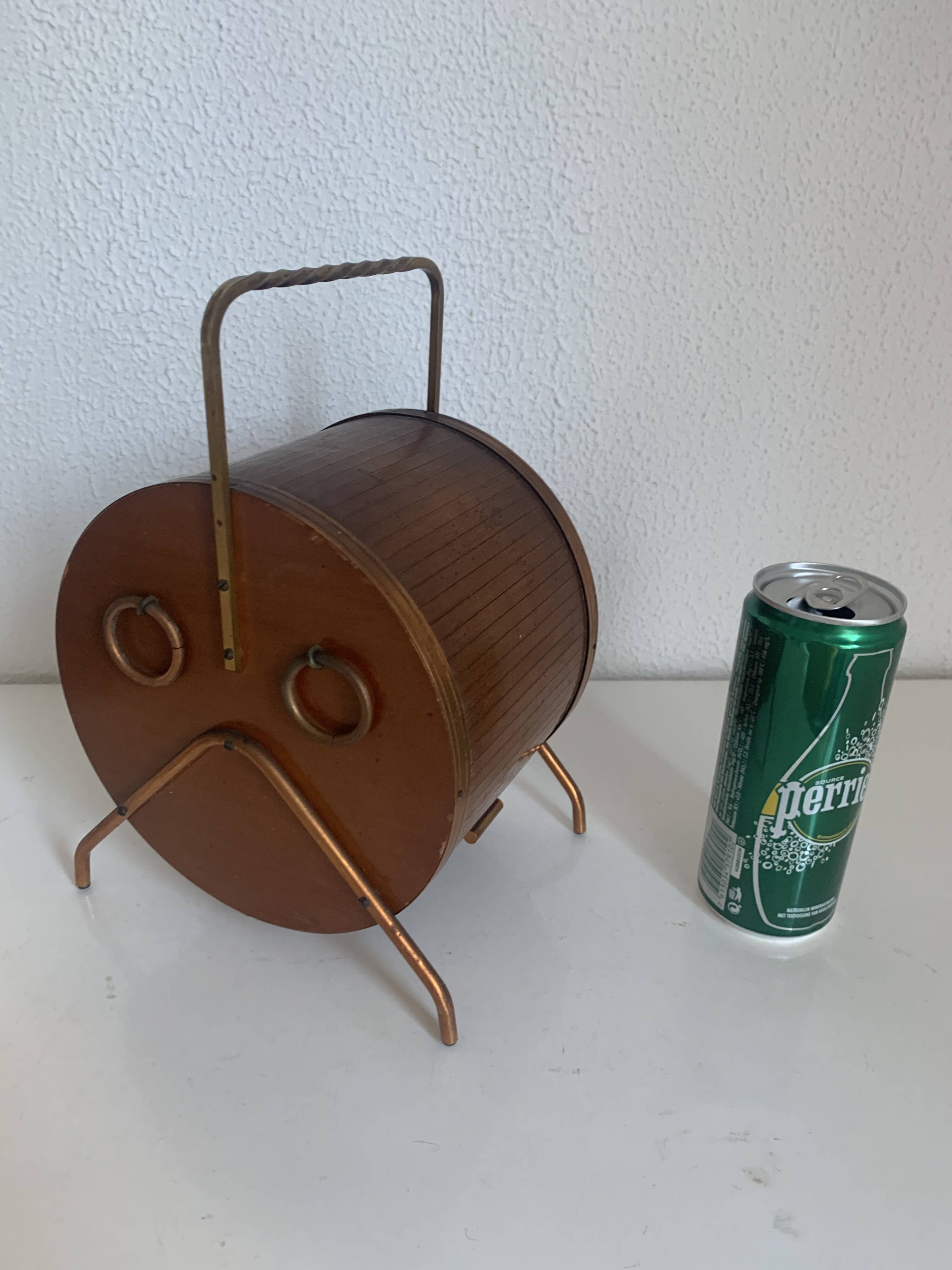 Pot vintage 1960 à tabac tabatière fut tonneau pipe vin - 25 x 14 cm